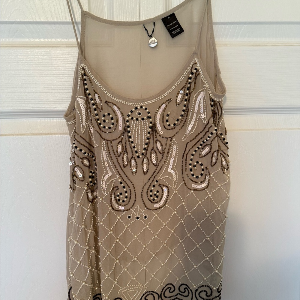 Elegant Beige Embellished Women's Top